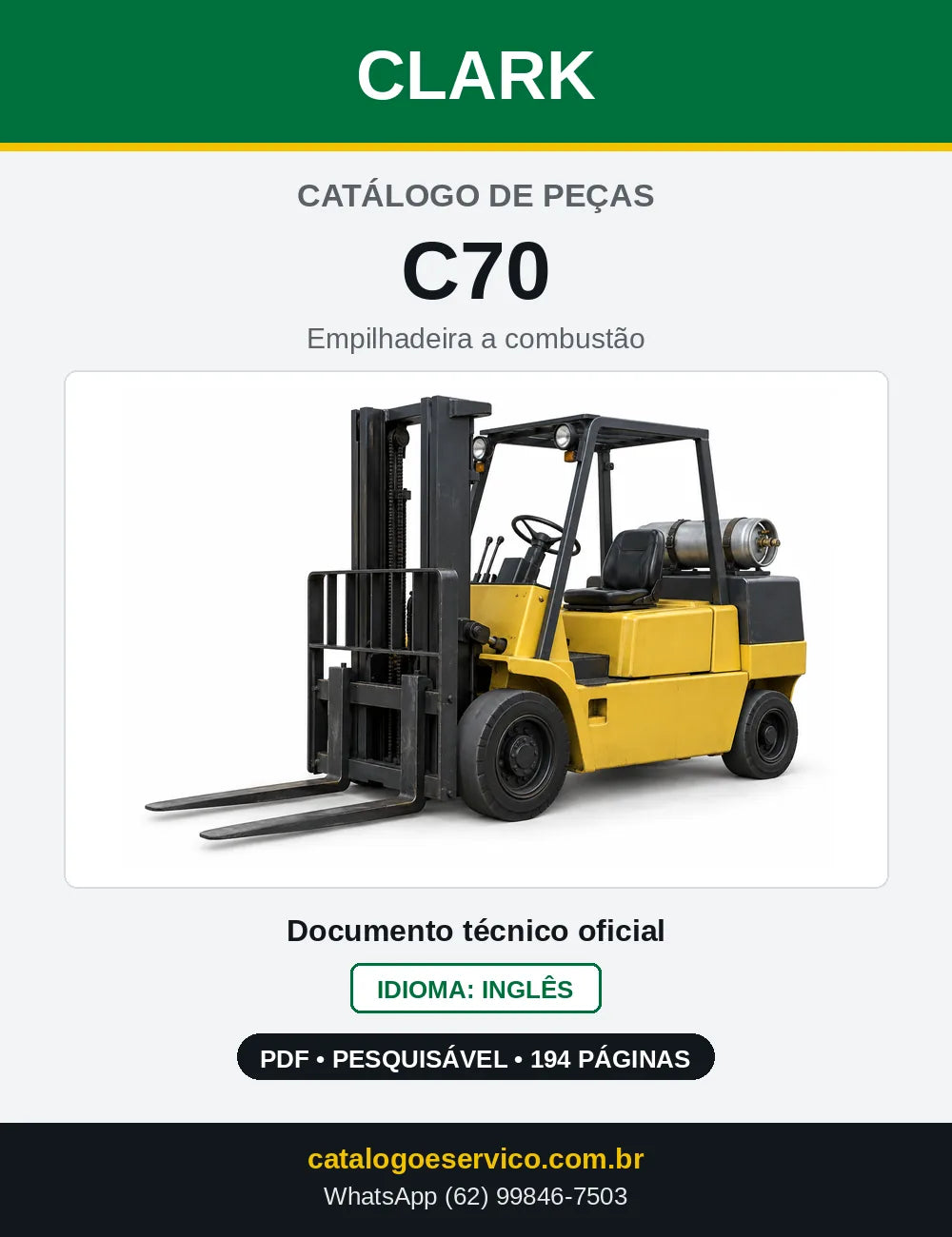 Catálogo de Peças Empilhadeira Clark C70 (C0070) — capa