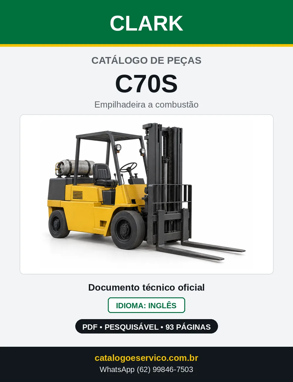 Catálogo de Peças Empilhadeira Clark C70S (C0070S) — capa