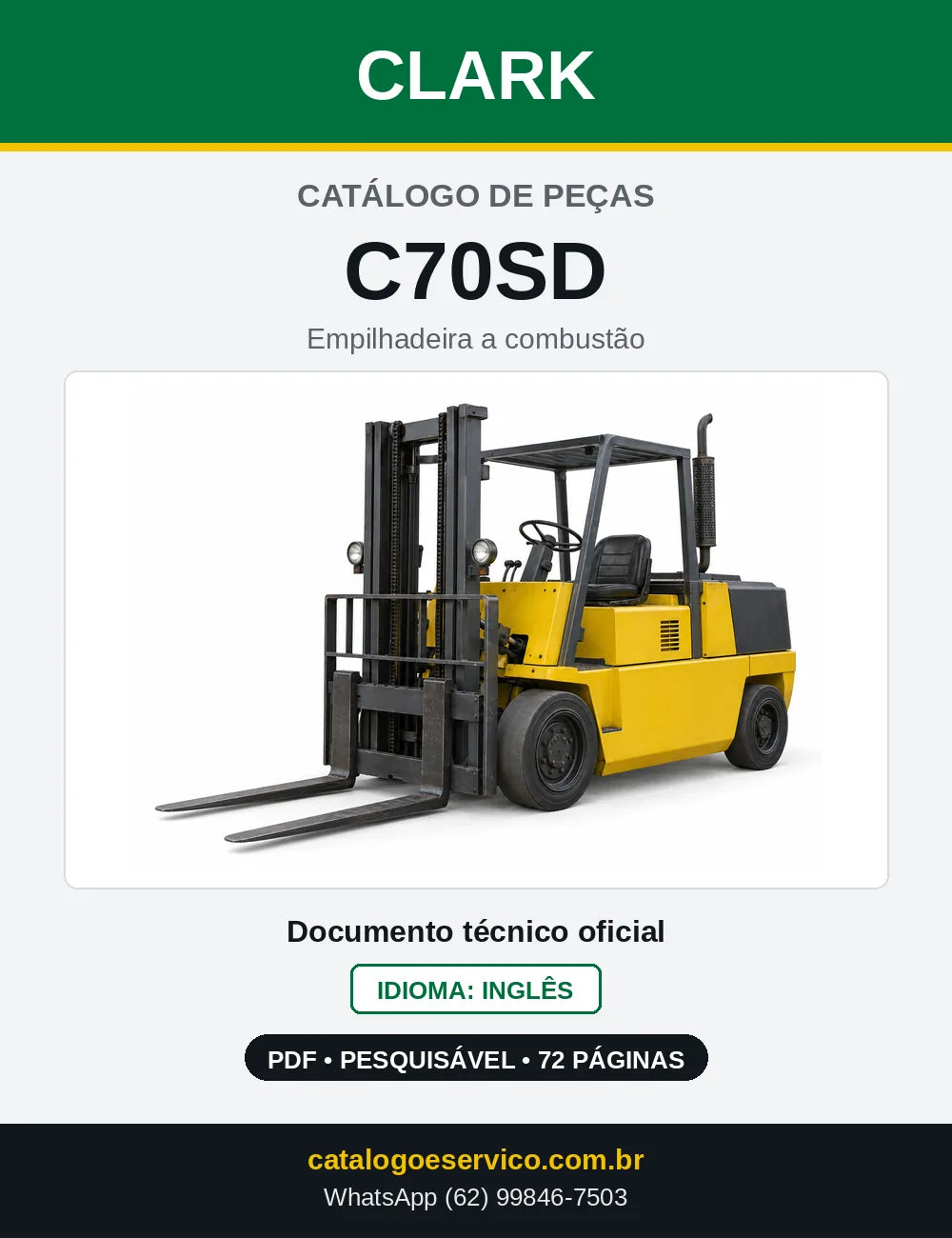Catálogo de Peças Empilhadeira Diesel Clark C70SD (C0070SD) — capa