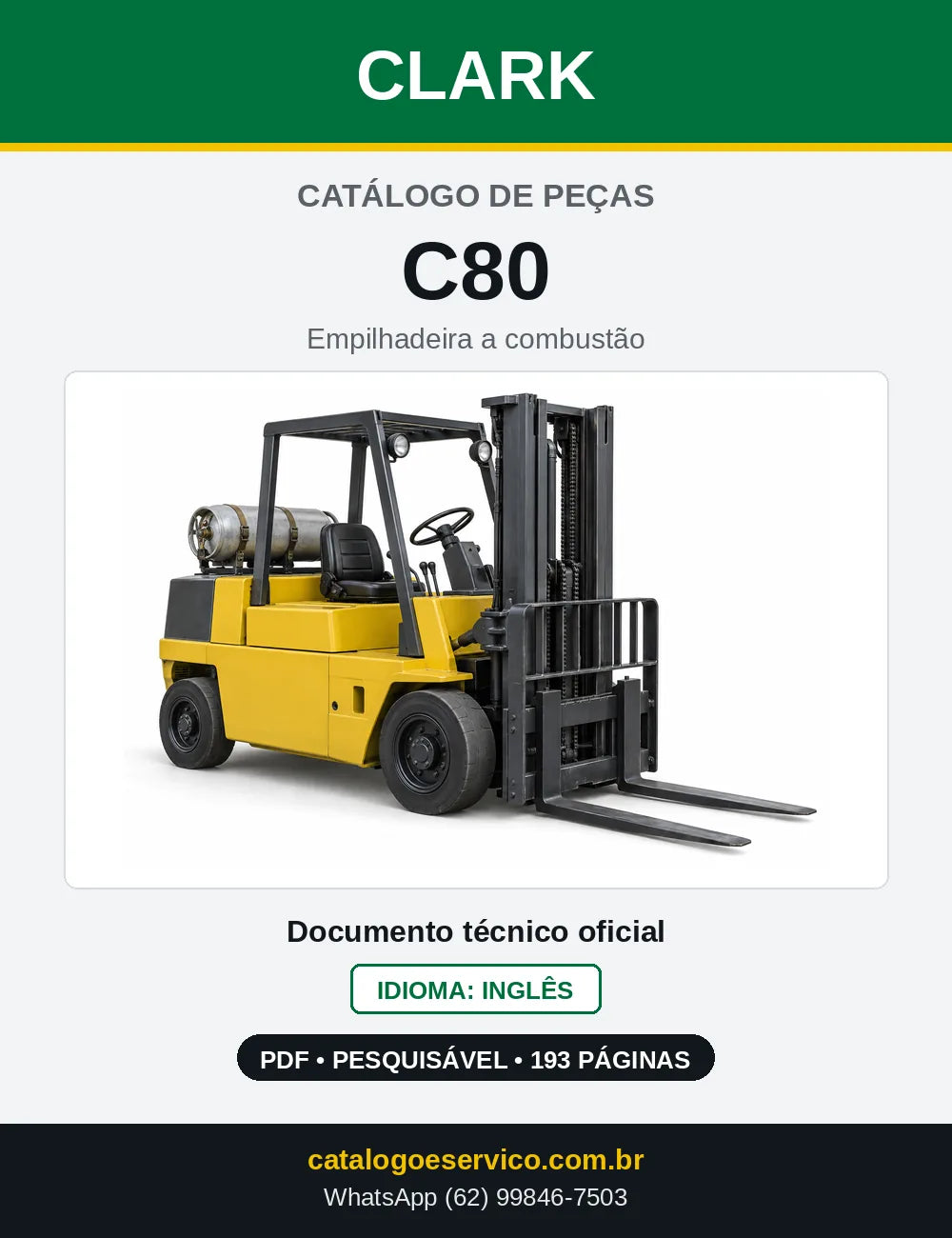 Catálogo de Peças Empilhadeira Clark C80 (C0080) — capa