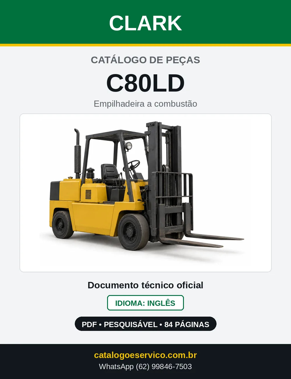 Catálogo de Peças Empilhadeira Diesel Clark C80LD (C0080LD) — capa