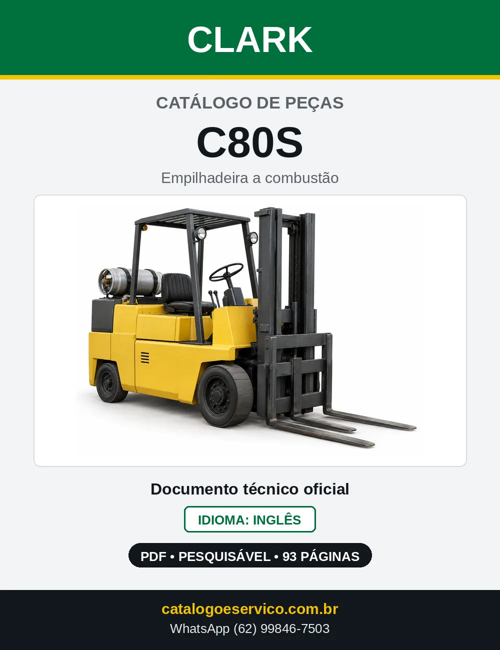 Catálogo de Peças Empilhadeira Clark C80S (C0080S) — capa