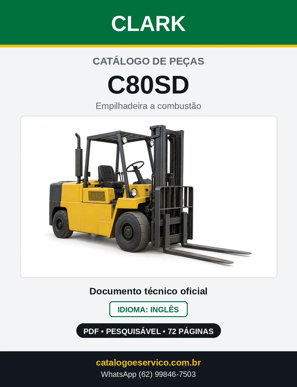 Catálogo de Peças Empilhadeira Diesel Clark C80SD (C0080SD) — capa