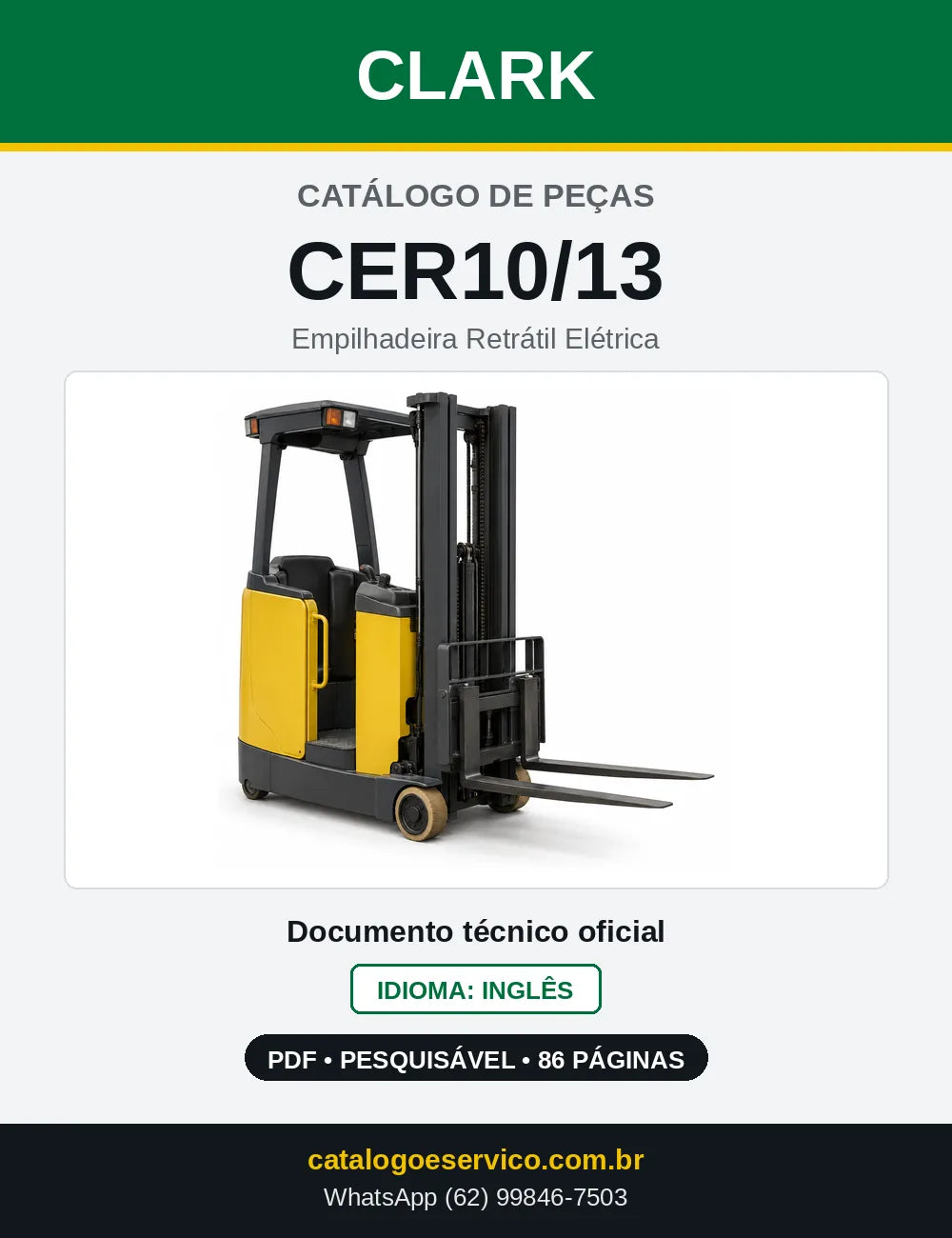 Catálogo de Peças Empilhadeira Retrátil Elétrica Clark CER10/13 (CER0103) — capa