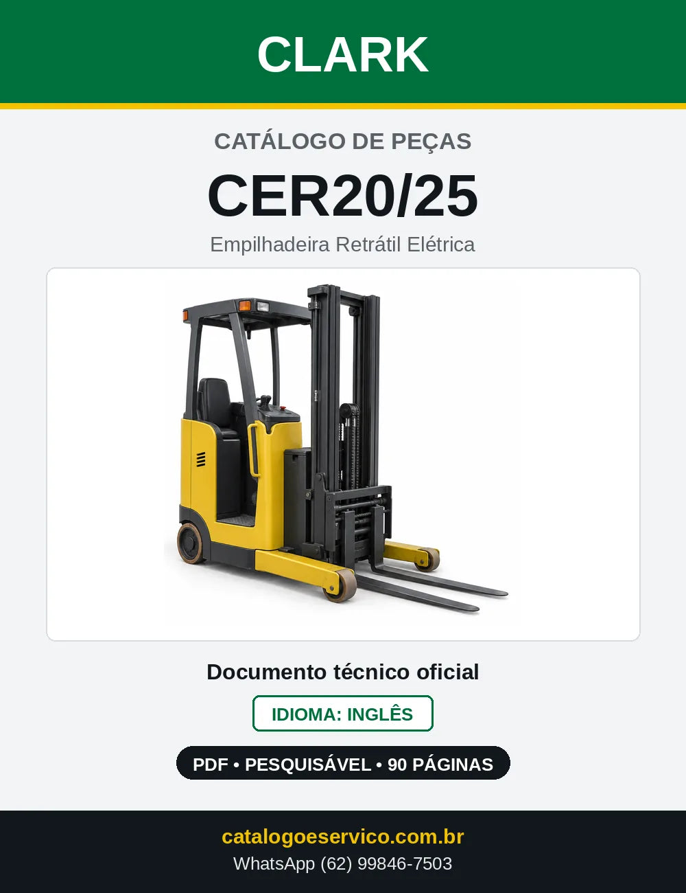 Catálogo de Peças Empilhadeira Retrátil Elétrica Clark CER20/25 (CER0205) — capa