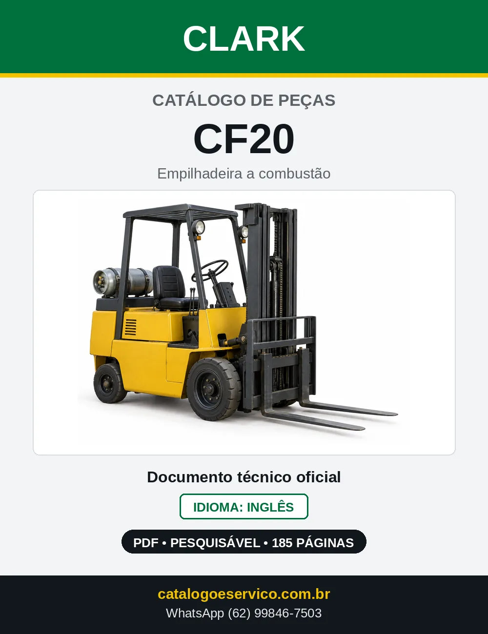 Catálogo de Peças Empilhadeira Clark CF20 (CF0020) — capa