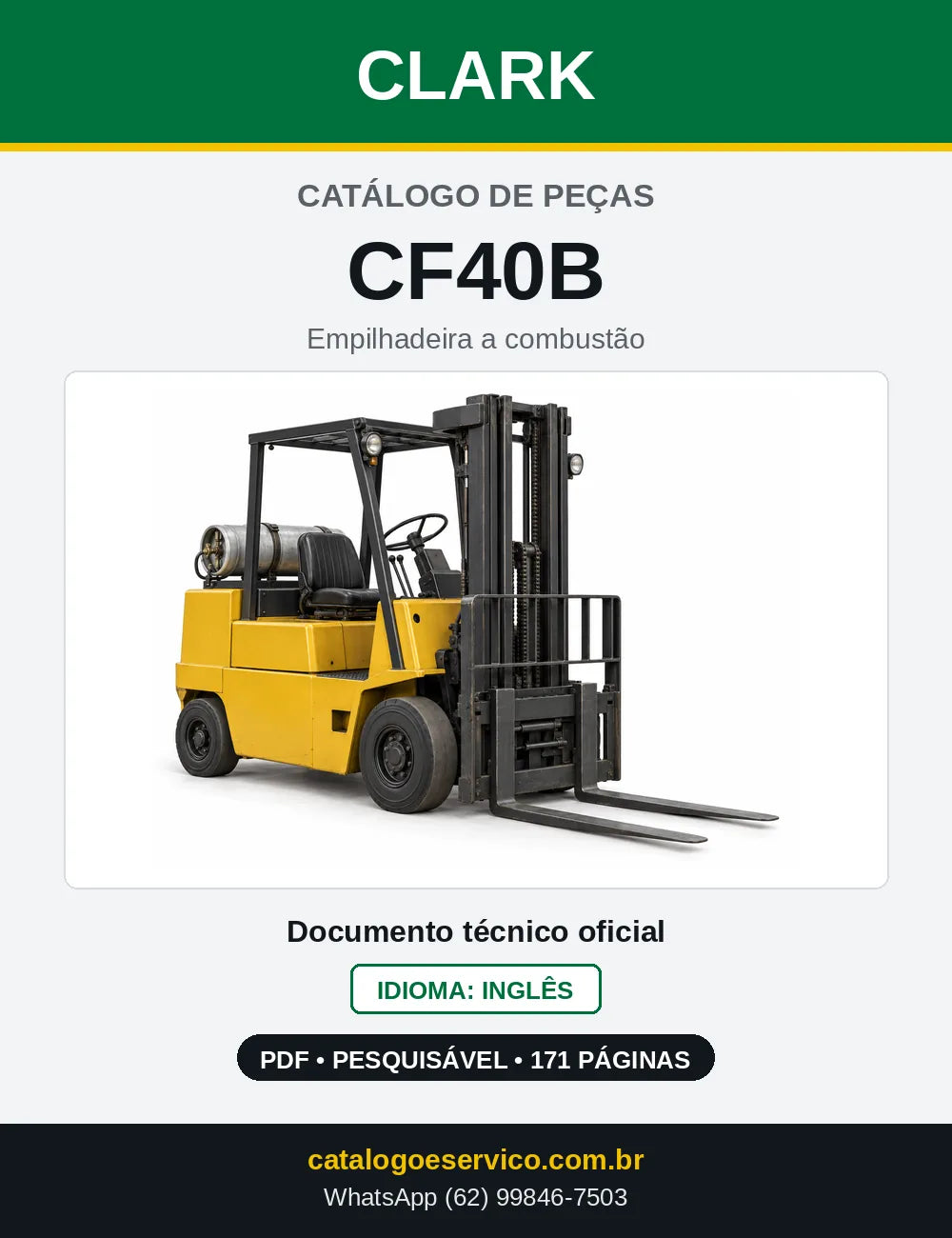 Catálogo de Peças Empilhadeira Clark CF40B (CF0040B) — capa