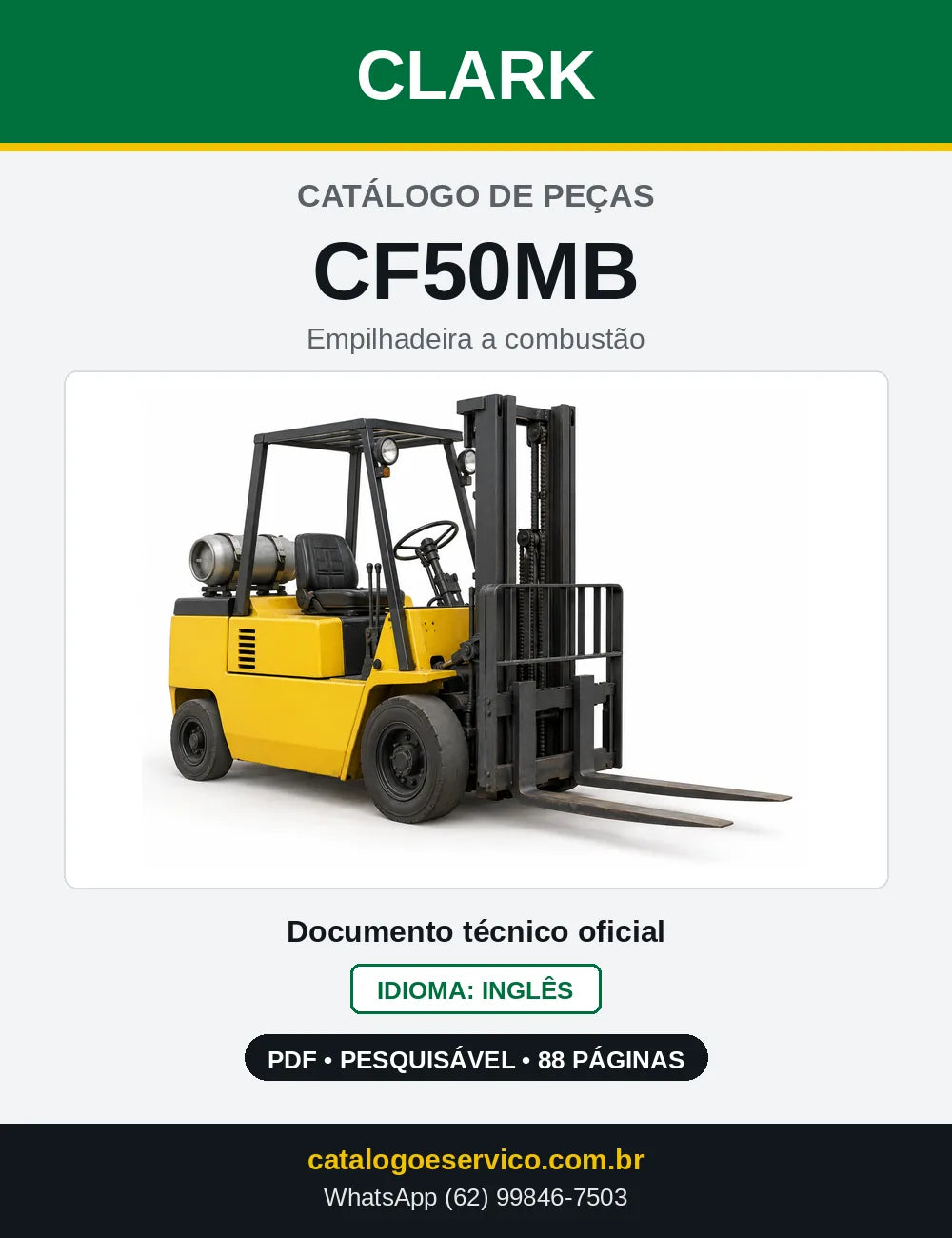Catálogo de Peças Empilhadeira Clark CF50MB (CF0050MB) — capa