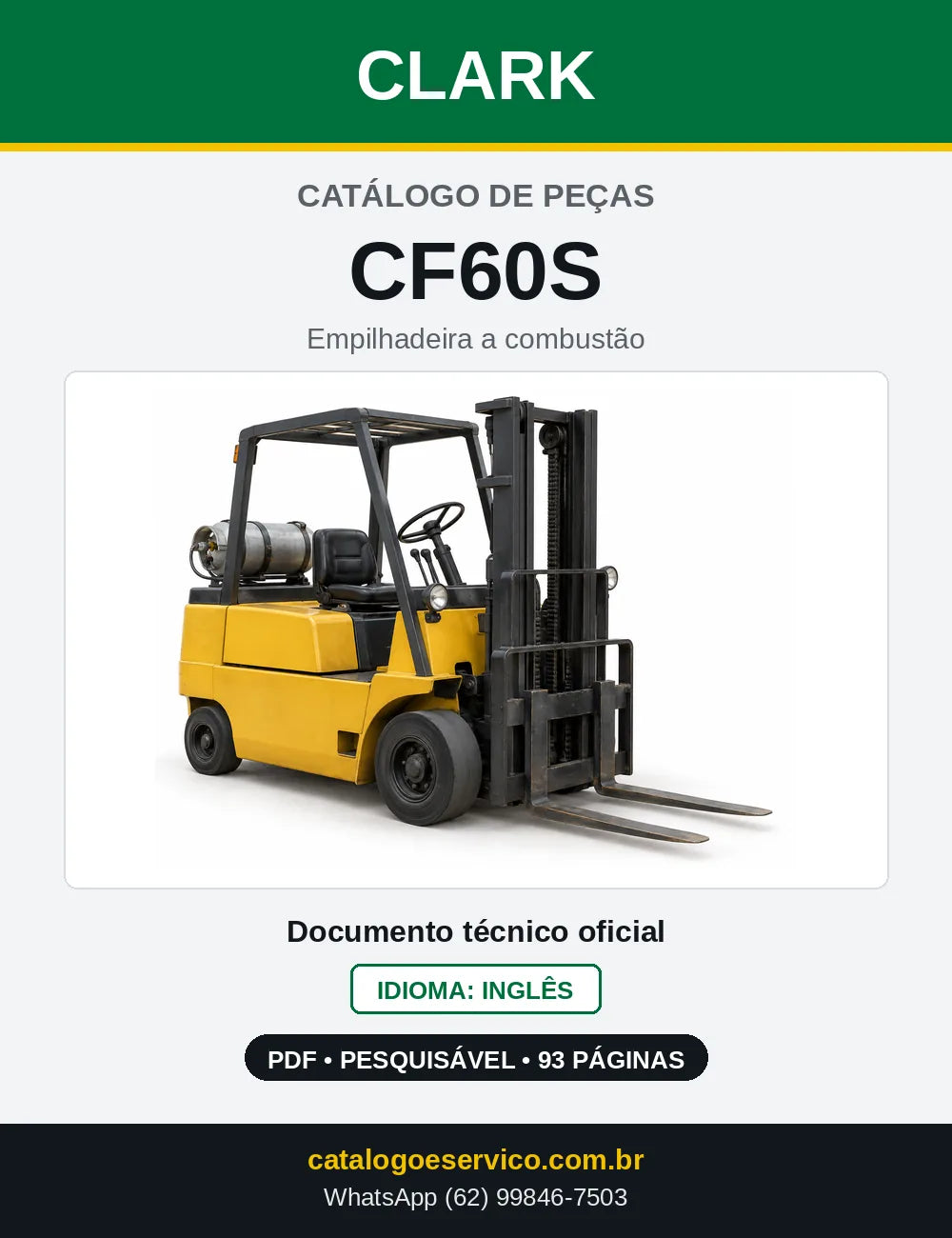 Catálogo de Peças Empilhadeira Clark CF60S (CF0060S) — capa