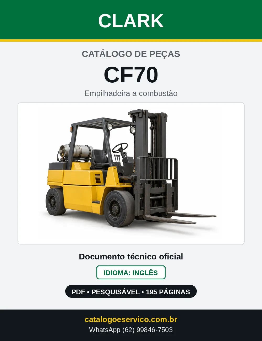 Catálogo de Peças Empilhadeira Clark CF70 (CF0070) — capa