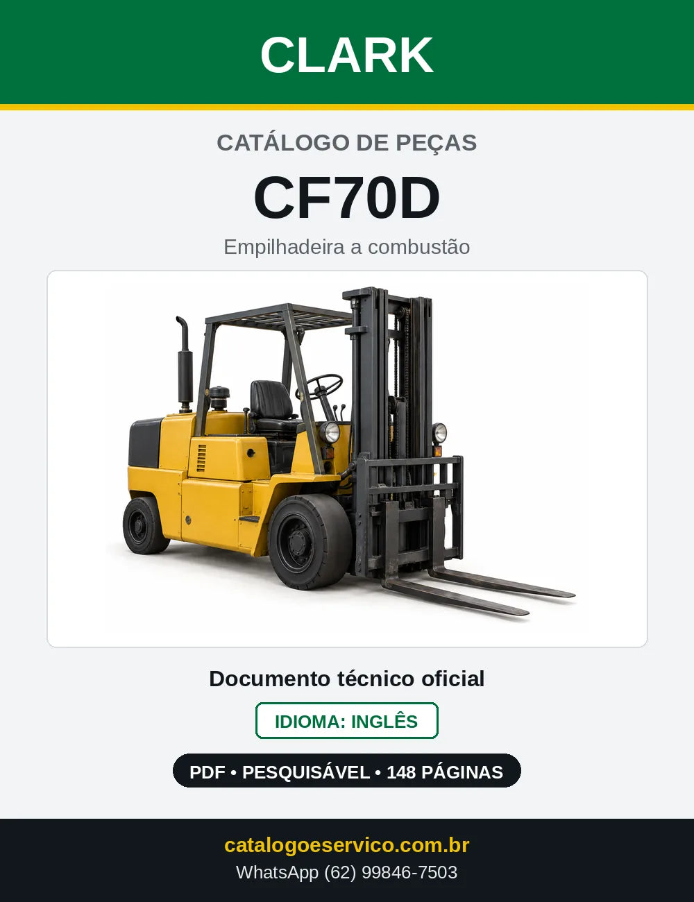 Catálogo de Peças Empilhadeira Diesel Clark CF70D (CF0070D) — capa