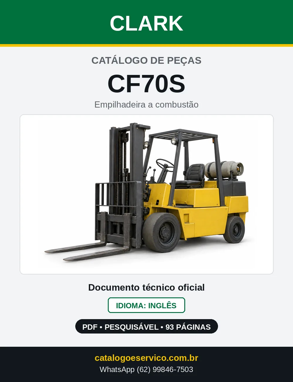 Catálogo de Peças Empilhadeira Clark CF70S (CF0070S) — capa