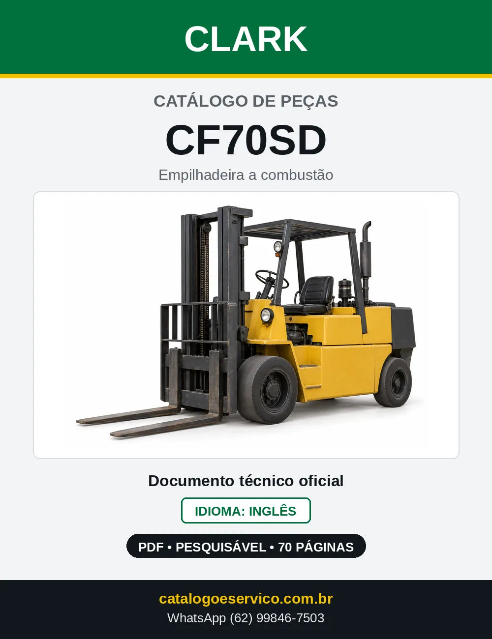 Catálogo de Peças Empilhadeira Diesel Clark CF70SD (CF0070SD) — capa