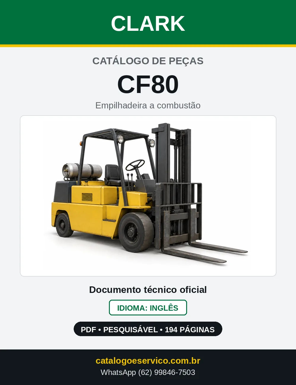 Catálogo de Peças Empilhadeira Clark CF80 (CF0080) — capa