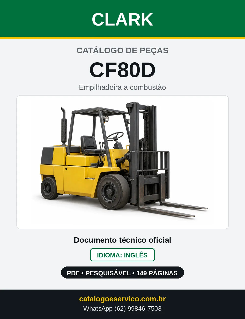 Catálogo de Peças Empilhadeira Diesel Clark CF80D (CF0080D) — capa