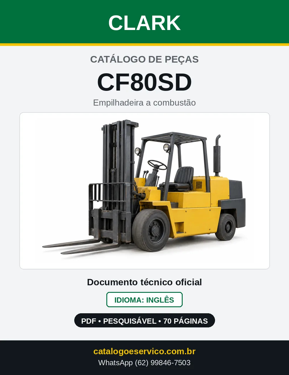 Catálogo de Peças Empilhadeira Diesel Clark CF80SD (CF0080SD) — capa