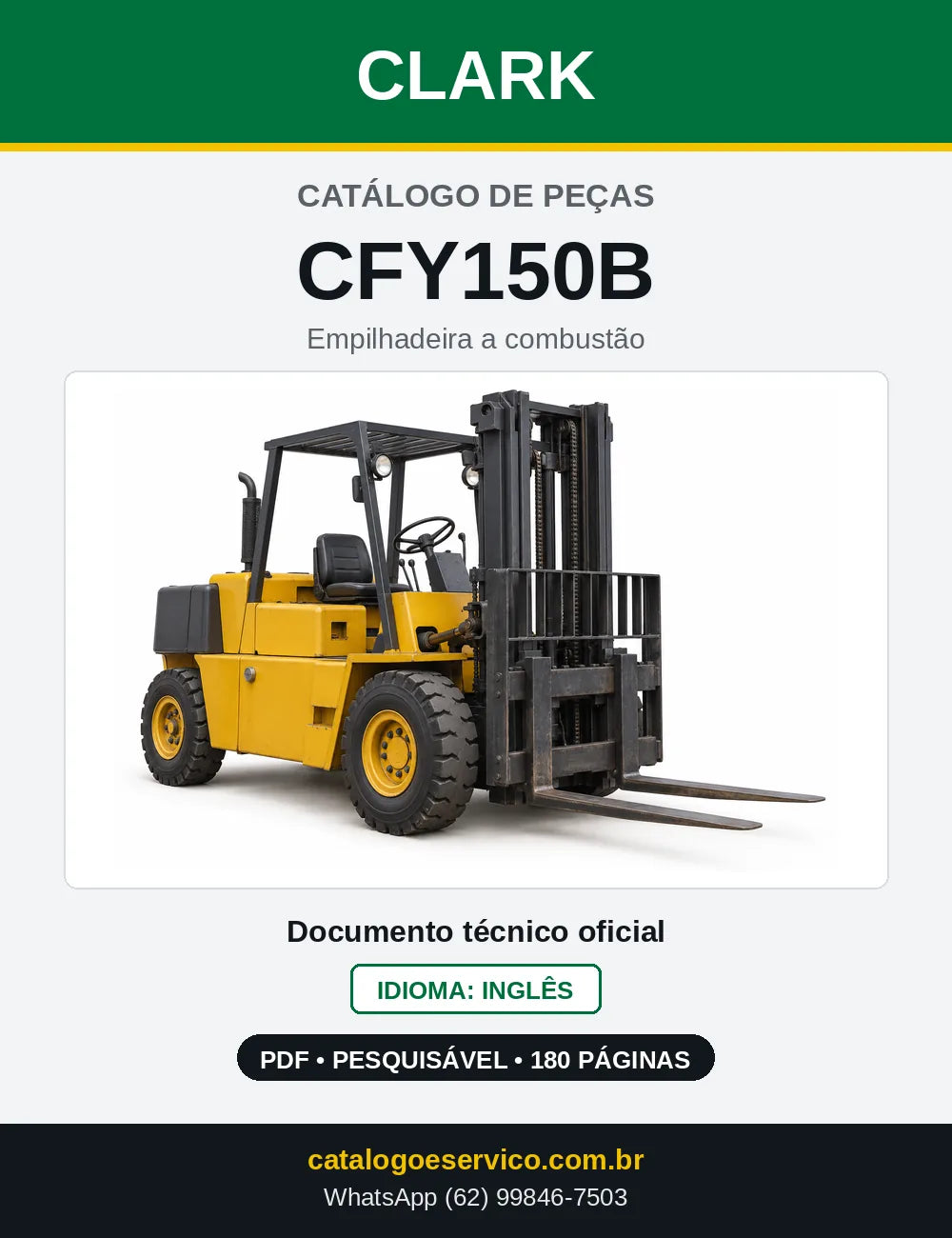 Catálogo de Peças Empilhadeira a Gasolina Clark CFY150B (CFY0150B) — capa