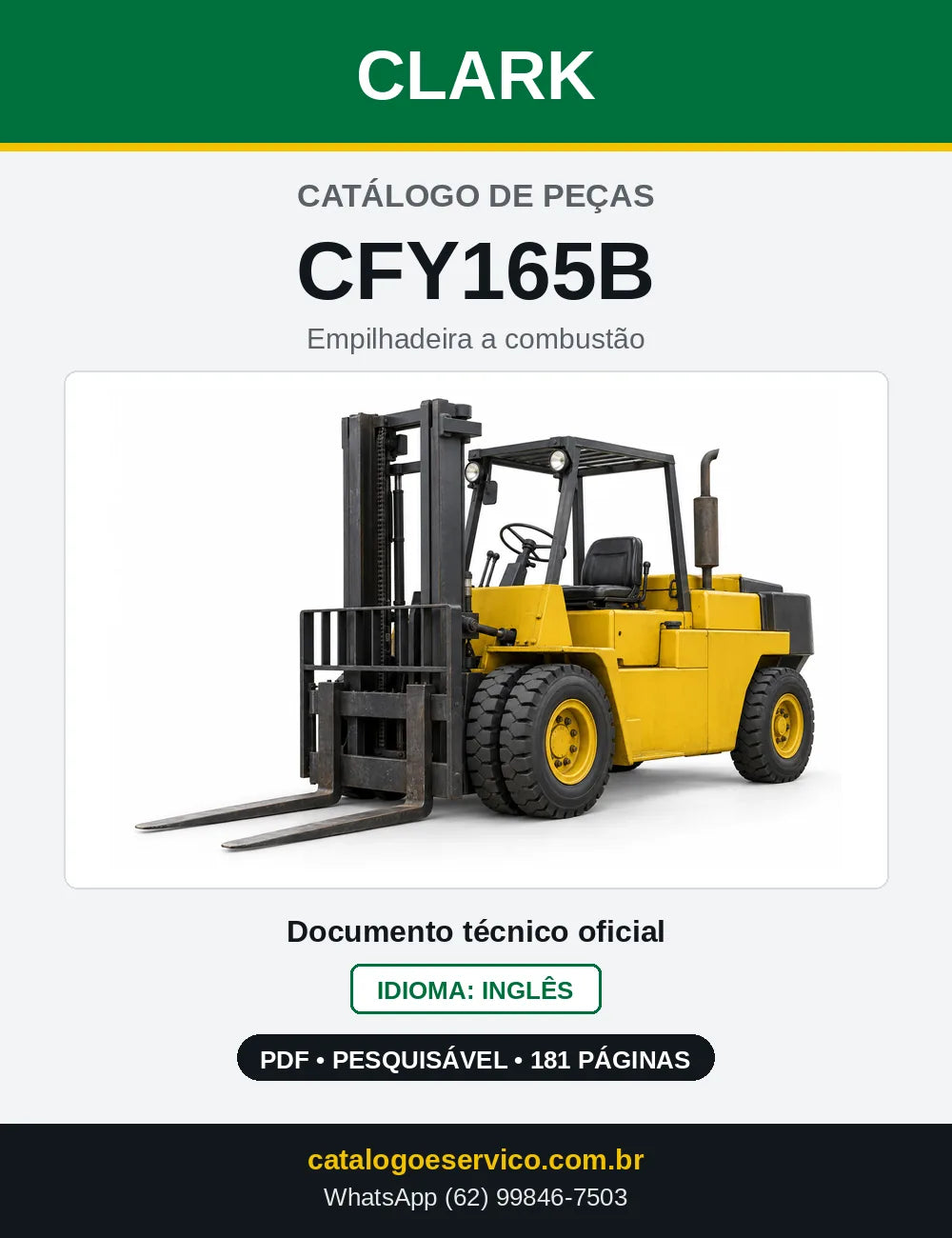 Catálogo de Peças Empilhadeira a Gasolina Clark CFY165B (CFY0165B) — capa