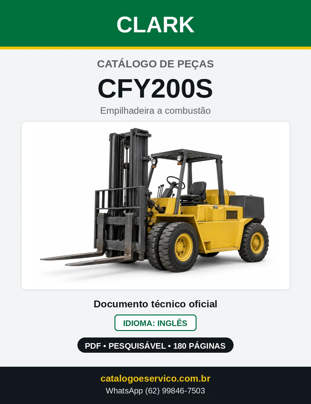 Catálogo de Peças Empilhadeira a Gasolina Clark CFY200S (CFY0200S) — capa