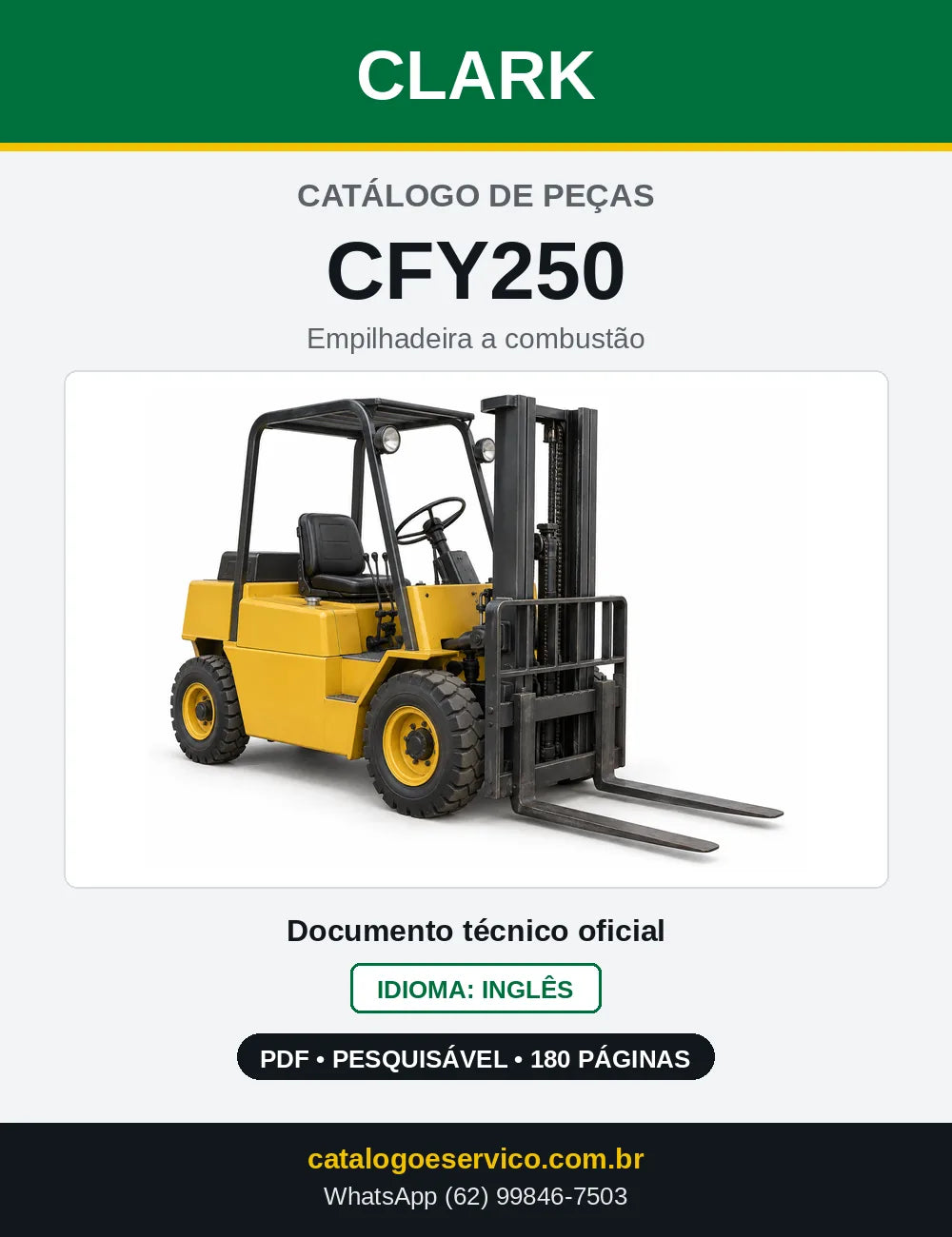 Catálogo de Peças Empilhadeira a Gasolina Clark CFY250 (CFY0250) — capa