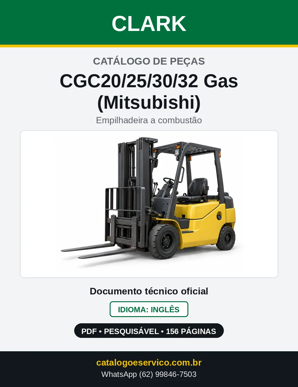 Catálogo de Peças Empilhadeira a Gasolina Clark CGC20/25/30/32 Gas (Mitsubishi) (C0365G) — capa