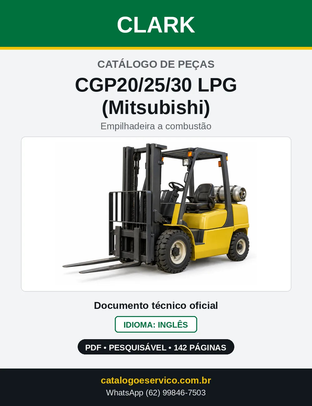 Catálogo de Peças Empilhadeira a GLP Clark CGP20/25/30 LPG (Mitsubishi) (P0365L) — capa