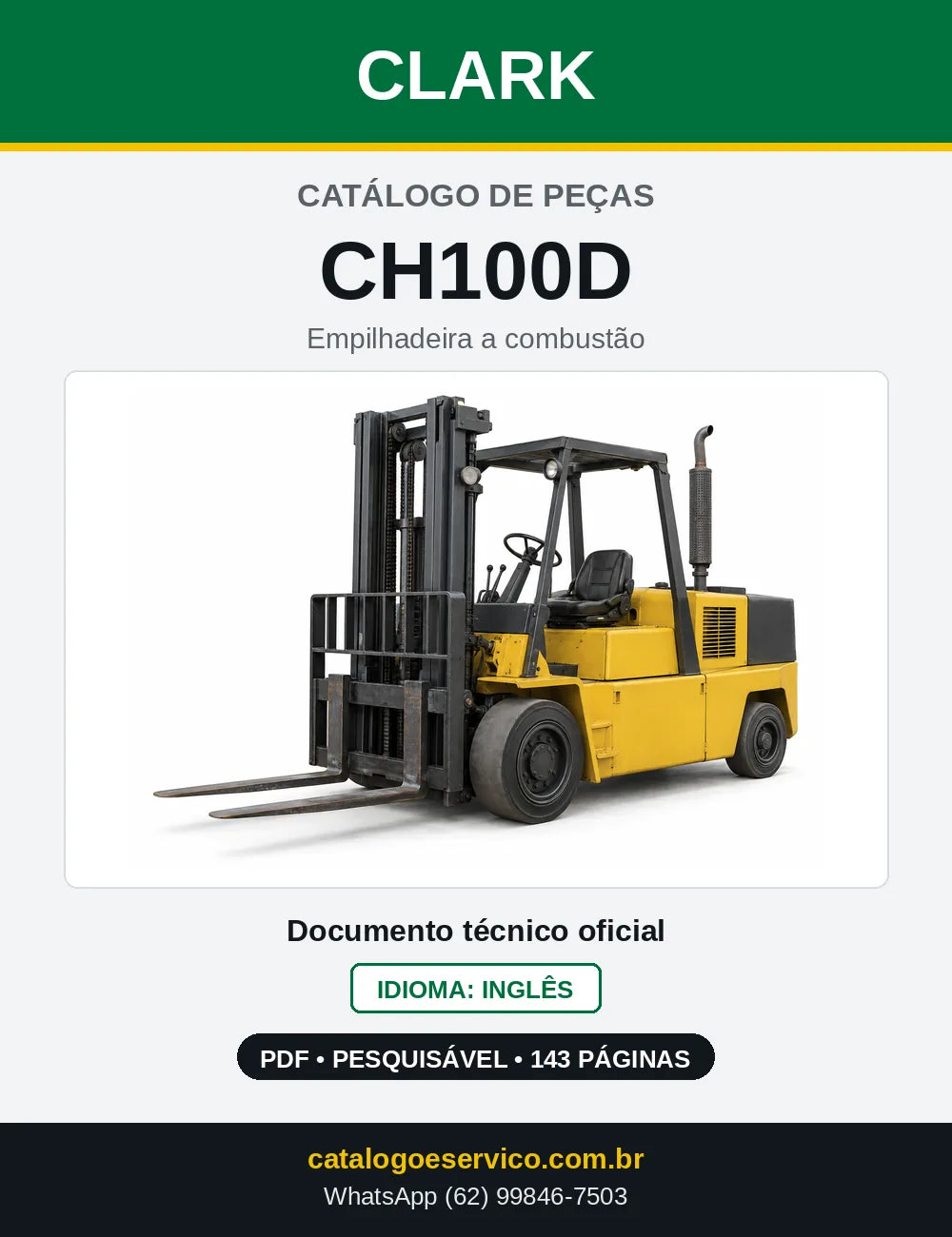 Catálogo de Peças Empilhadeira Diesel Clark CH100D (CH0100D) — capa