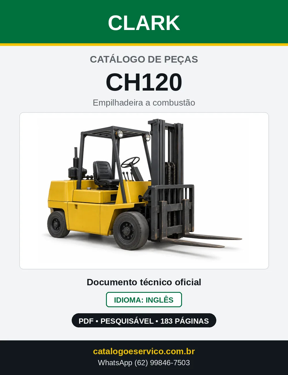 Catálogo de Peças Empilhadeira a Gasolina Clark CH120 (CH0120) — capa