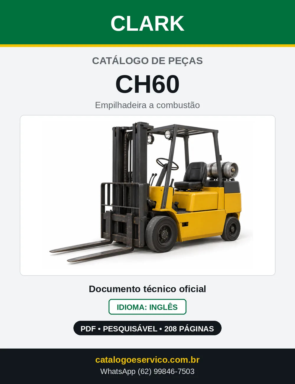 Catálogo de Peças Empilhadeira Clark CH60 (CH0060) — capa