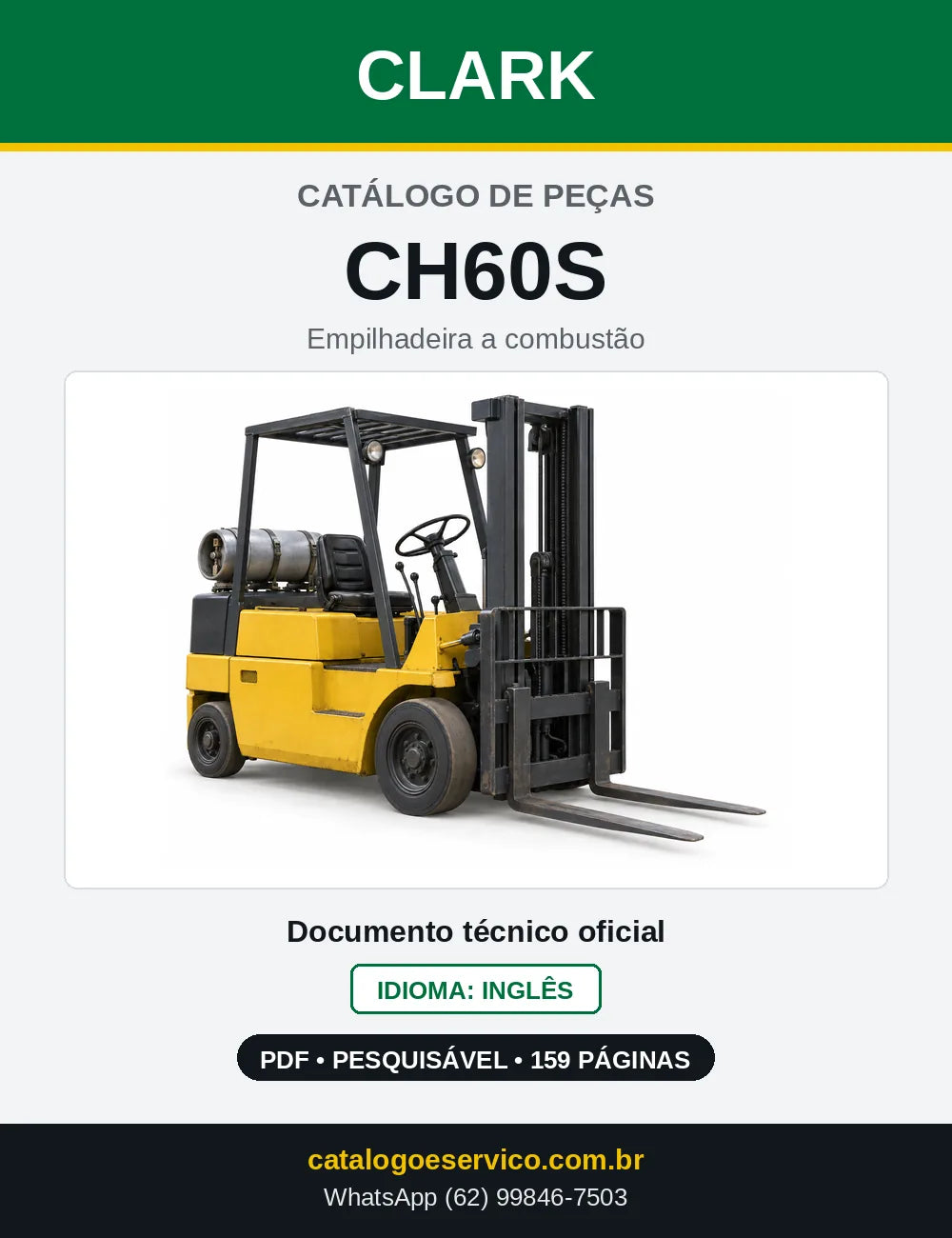 Catálogo de Peças Empilhadeira Clark CH60S (CH0060S) — capa