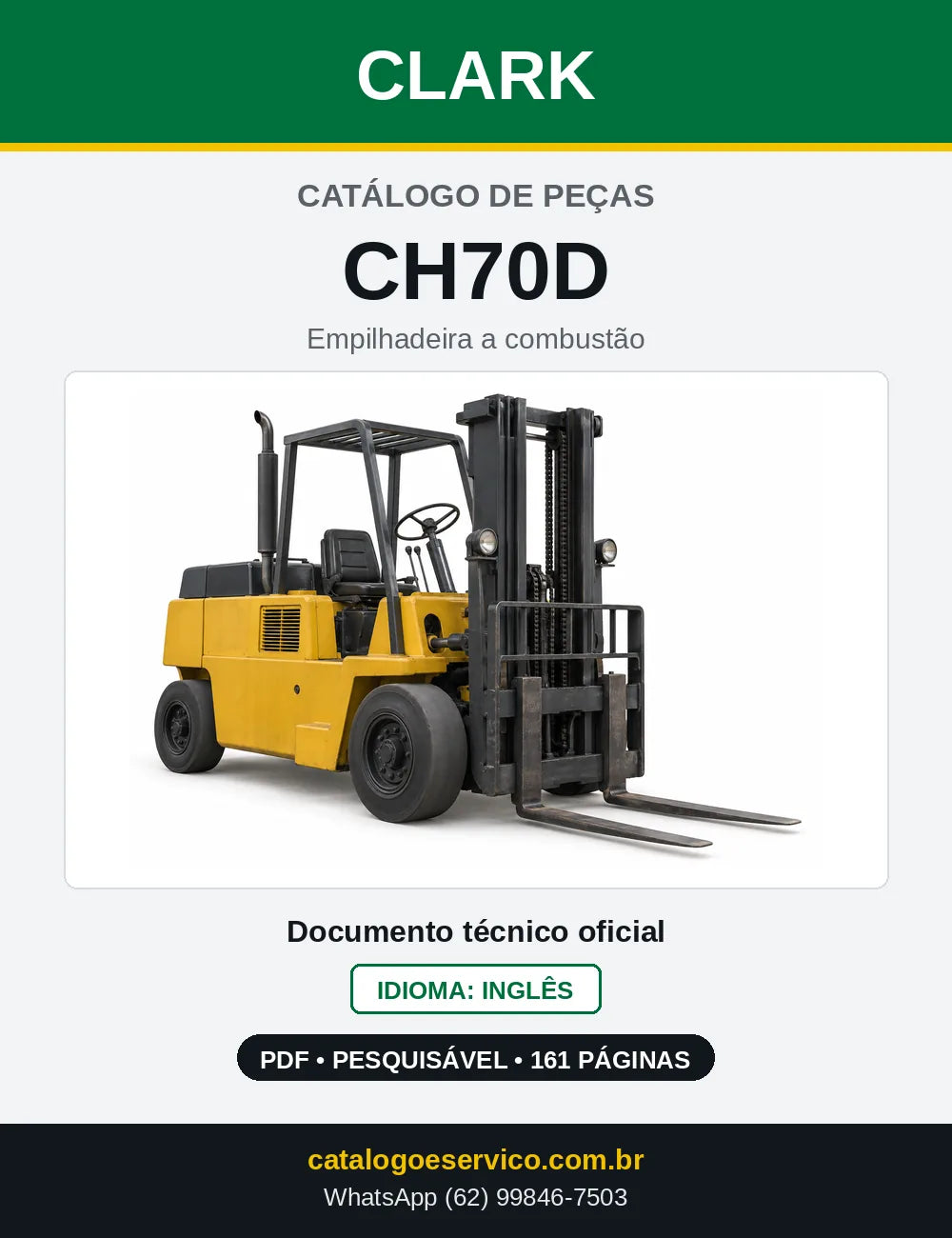 Catálogo de Peças Empilhadeira Diesel Clark CH70D (CH0070D) — capa