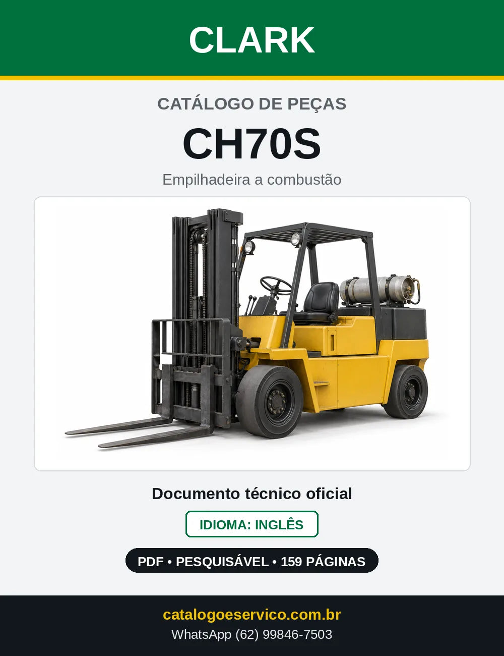 Catálogo de Peças Empilhadeira Clark CH70S (CH0070S) — capa