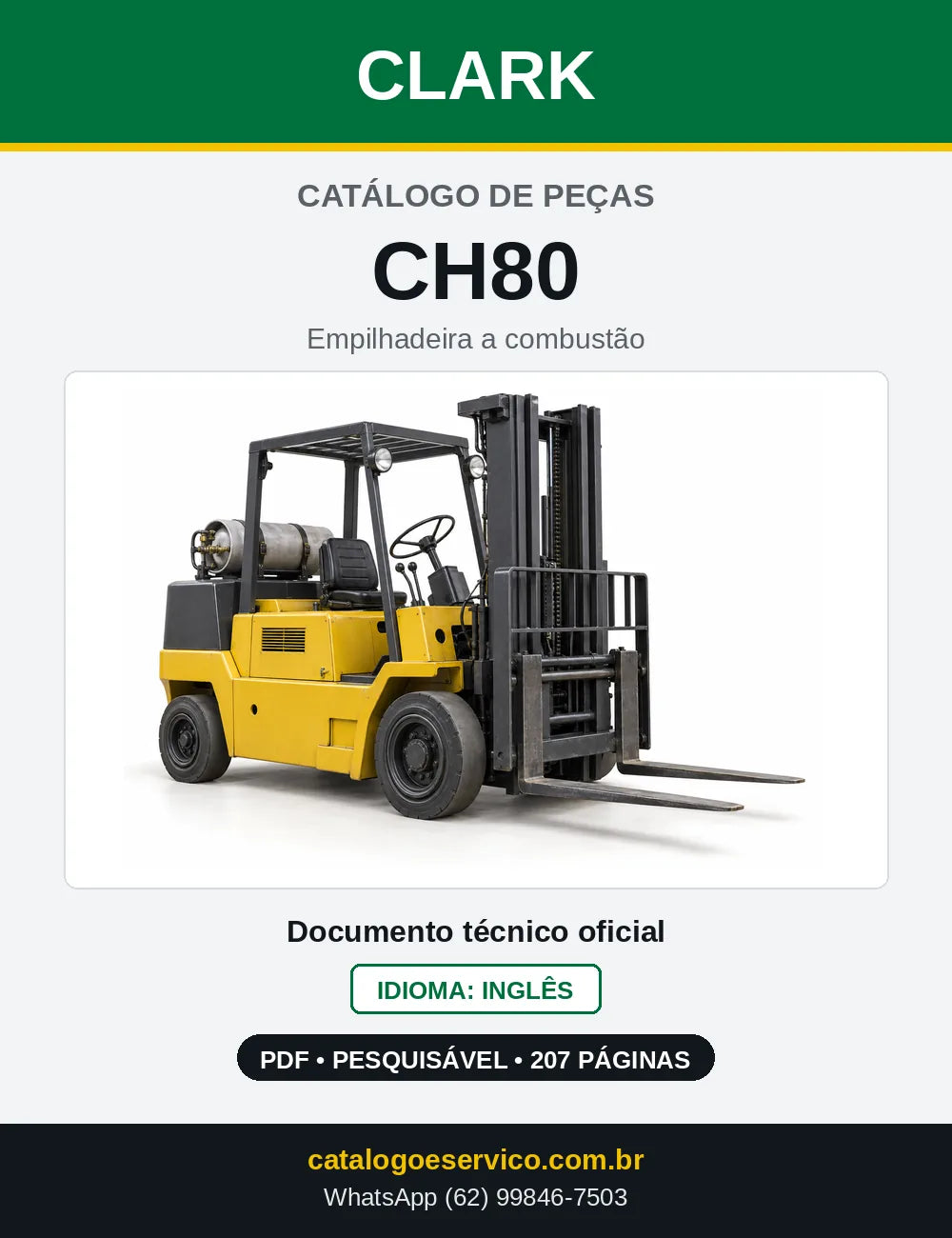 Catálogo de Peças Empilhadeira Clark CH80 (CH0080) — capa