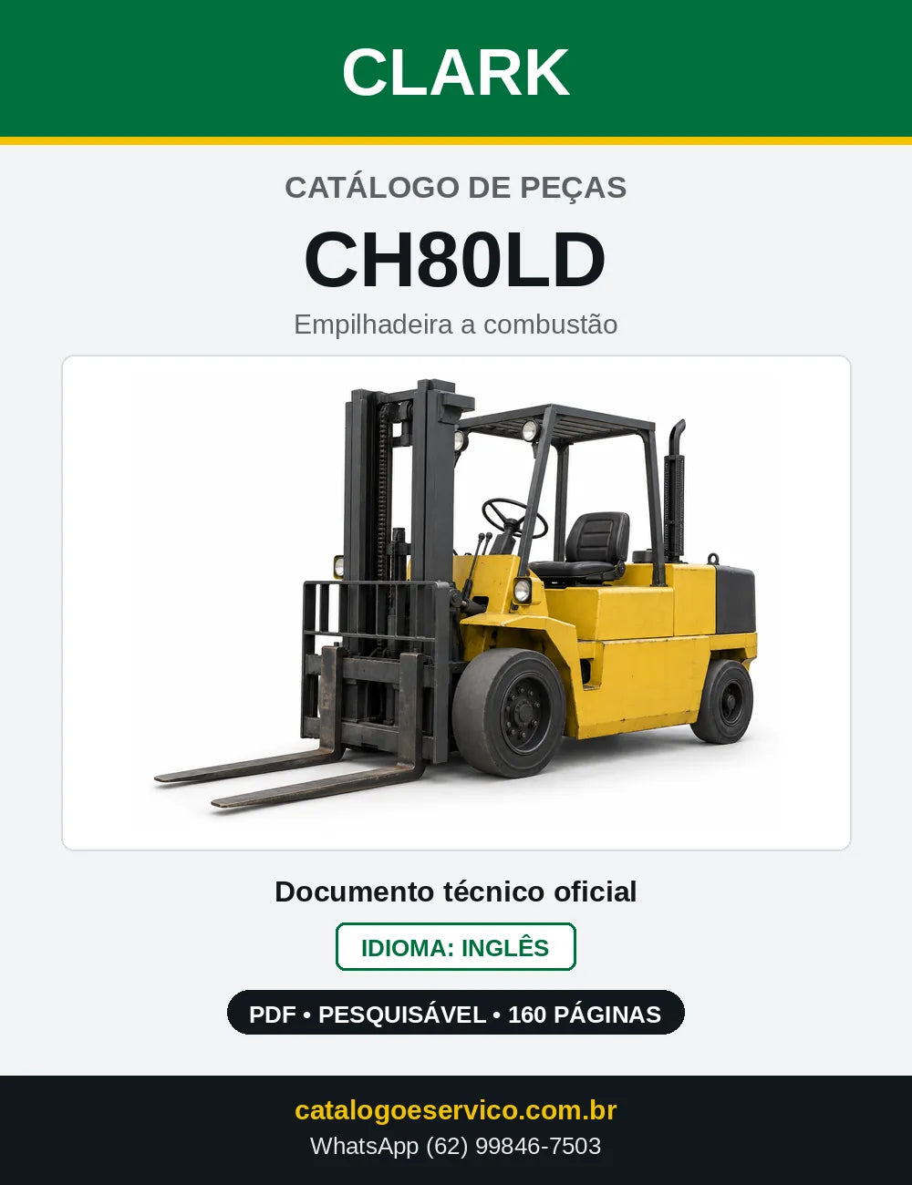 Catálogo de Peças Empilhadeira Diesel Clark CH80LD (CH0080LD) — capa