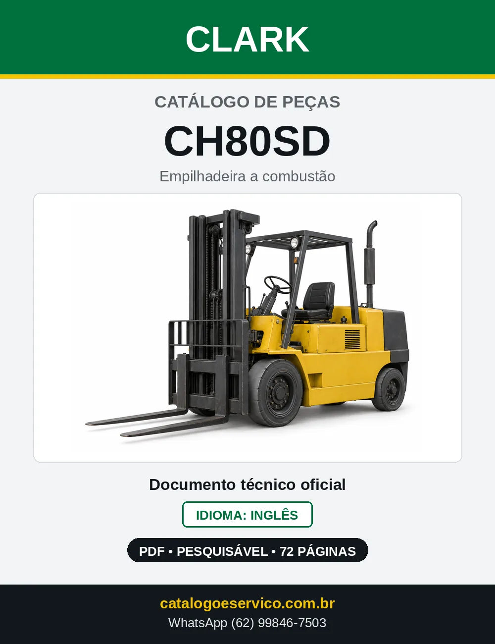 Catálogo de Peças Empilhadeira Diesel Clark CH80SD (CH0080SD) — capa