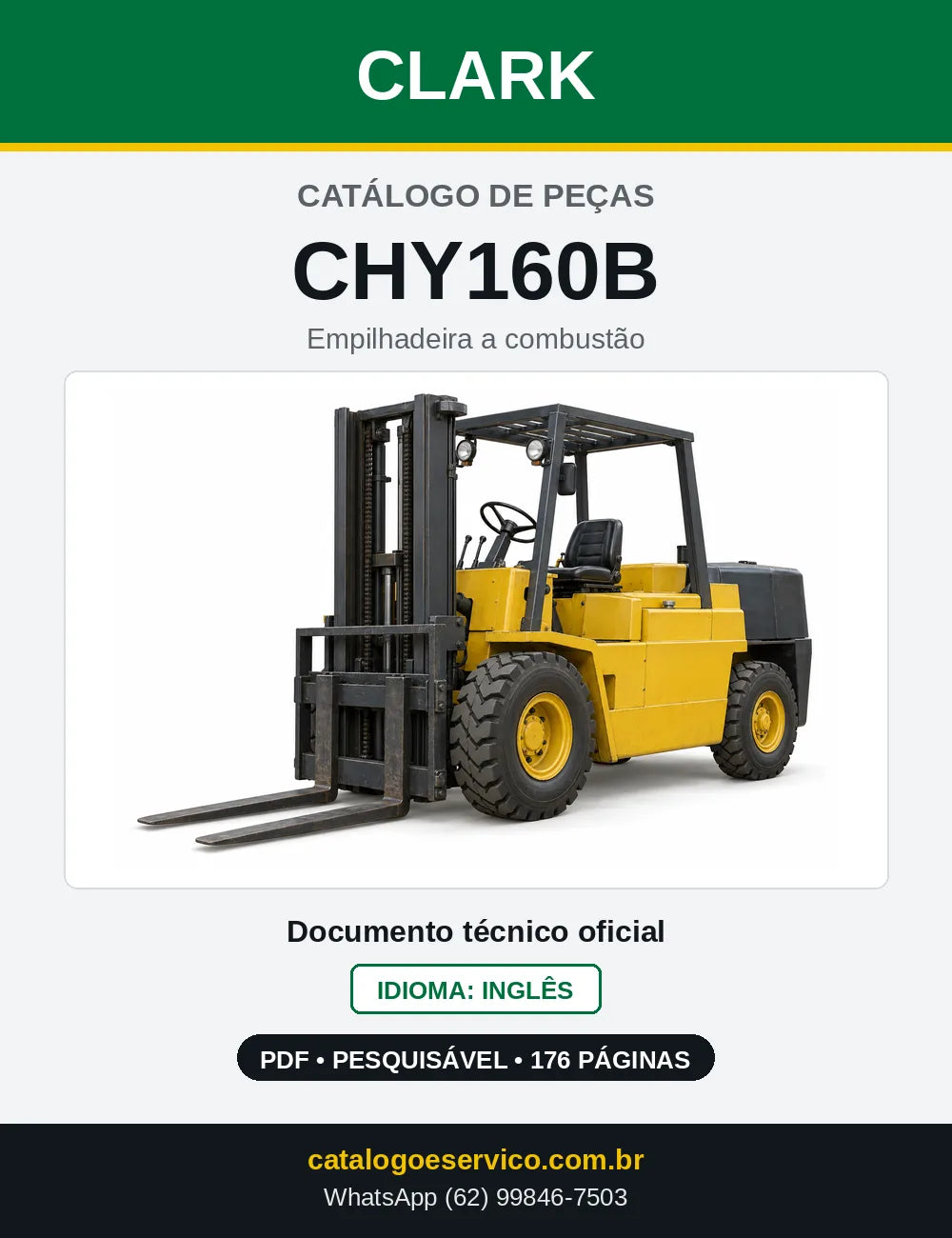 Catálogo de Peças Empilhadeira a Gasolina Clark CHY160B (CHY0160B) — capa