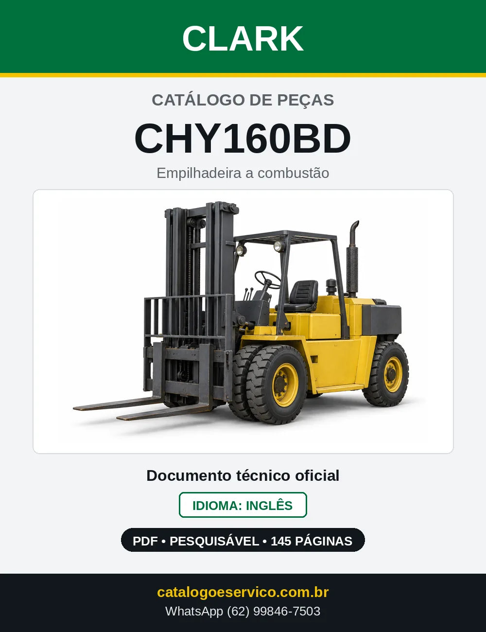 Catálogo de Peças Empilhadeira Diesel Clark CHY160BD (CHY0160BD) — capa