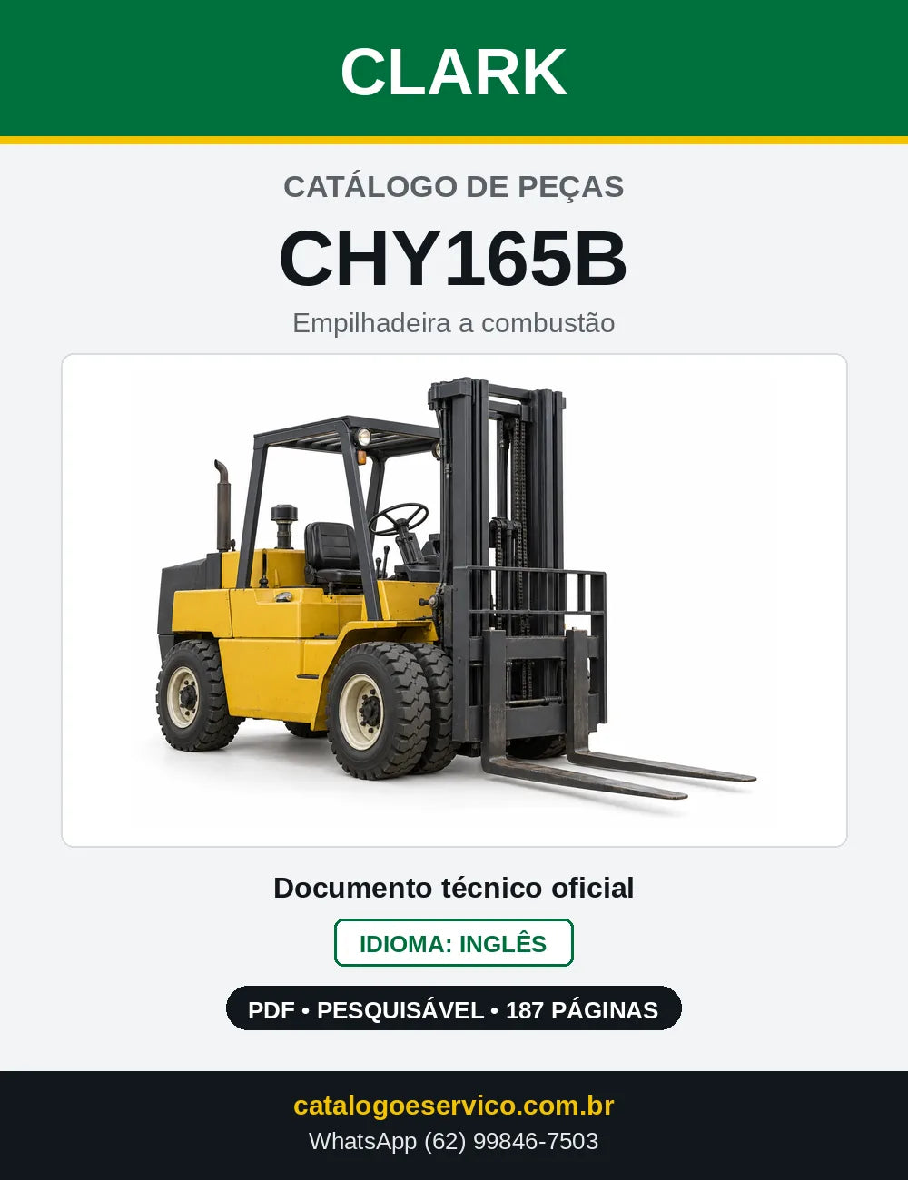 Catálogo de Peças Empilhadeira a Gasolina Clark CHY165B (CHY0165B) — capa