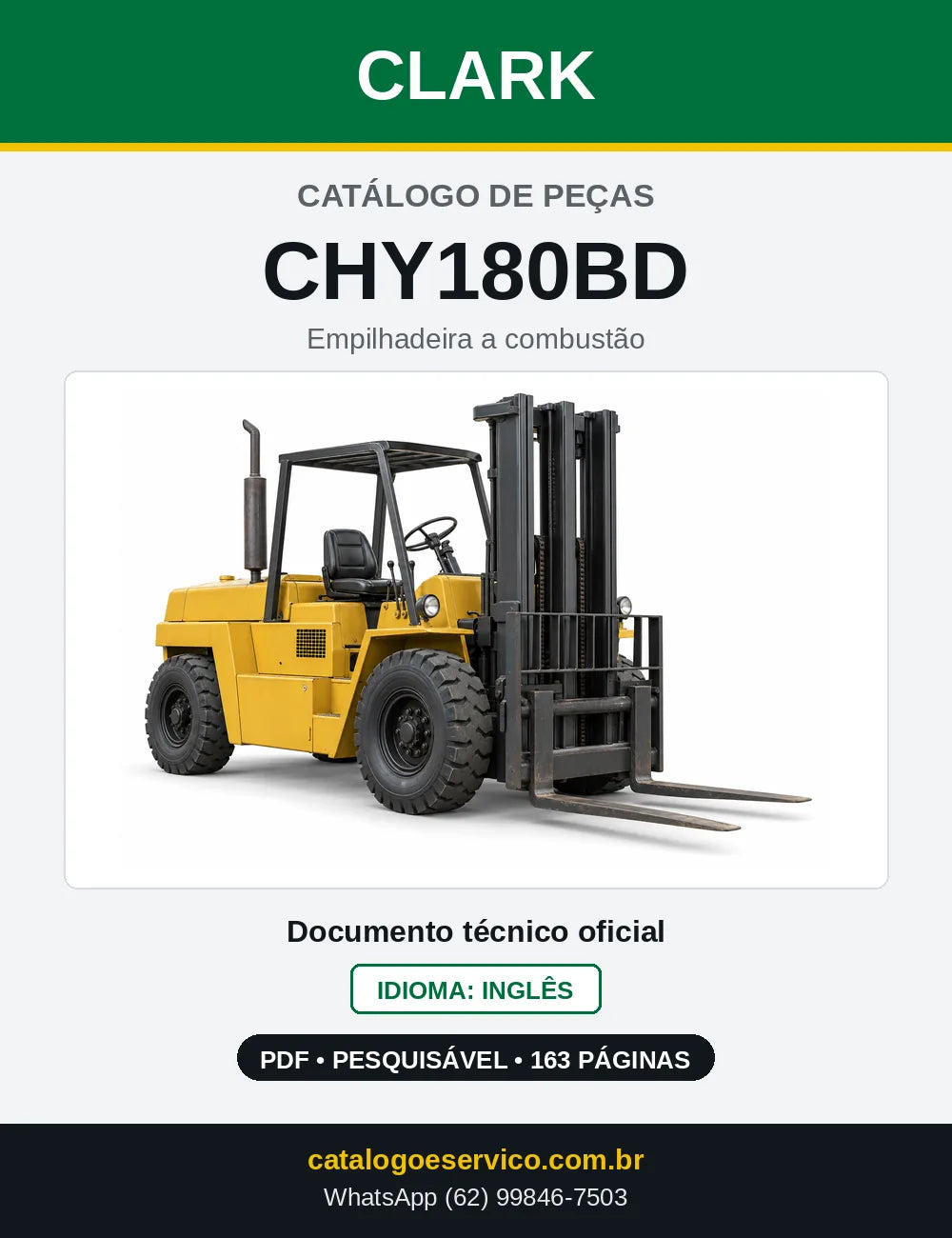 Catálogo de Peças Empilhadeira Diesel Clark CHY180BD (CHY0180BD) — capa