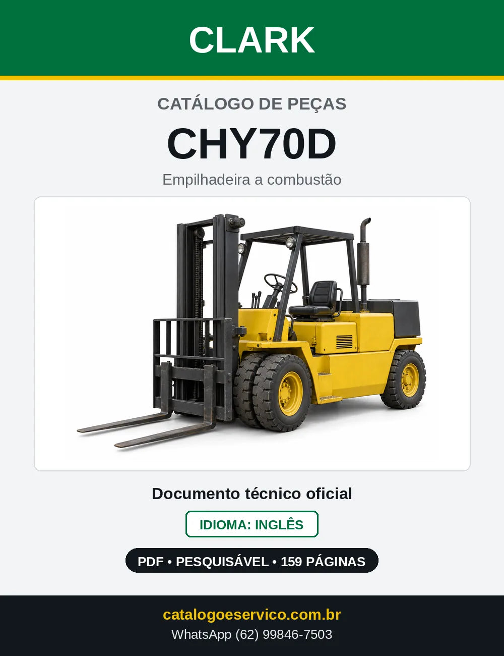 Catálogo de Peças Empilhadeira Diesel Clark CHY70D (CHY0070D) — capa