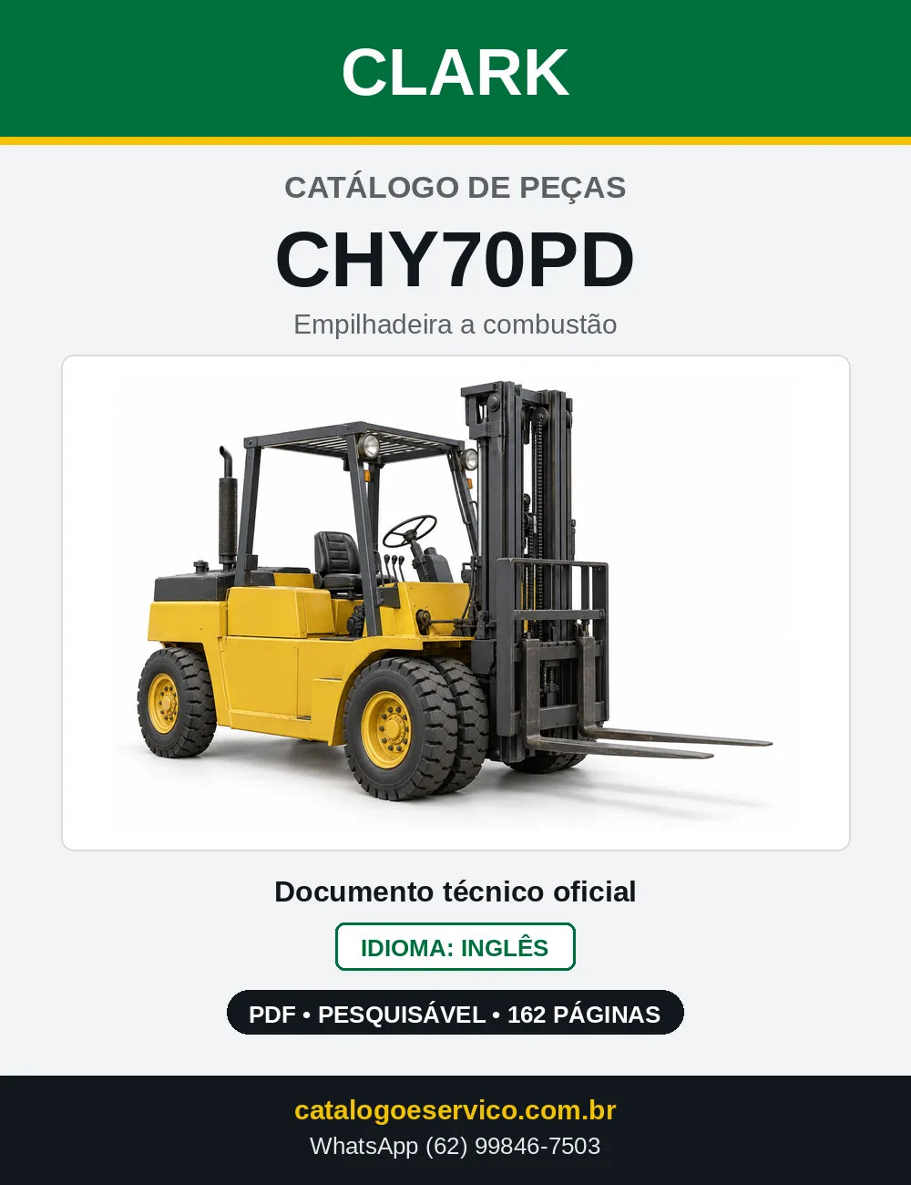 Catálogo de Peças Empilhadeira Diesel Clark CHY70PD (CHY0070PD) — capa