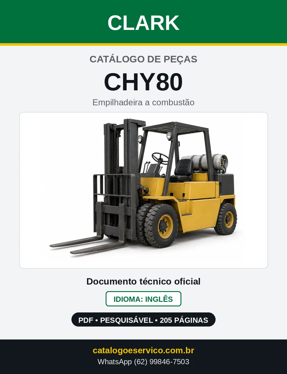 Catálogo de Peças Empilhadeira Clark CHY80 (CHY0080) — capa