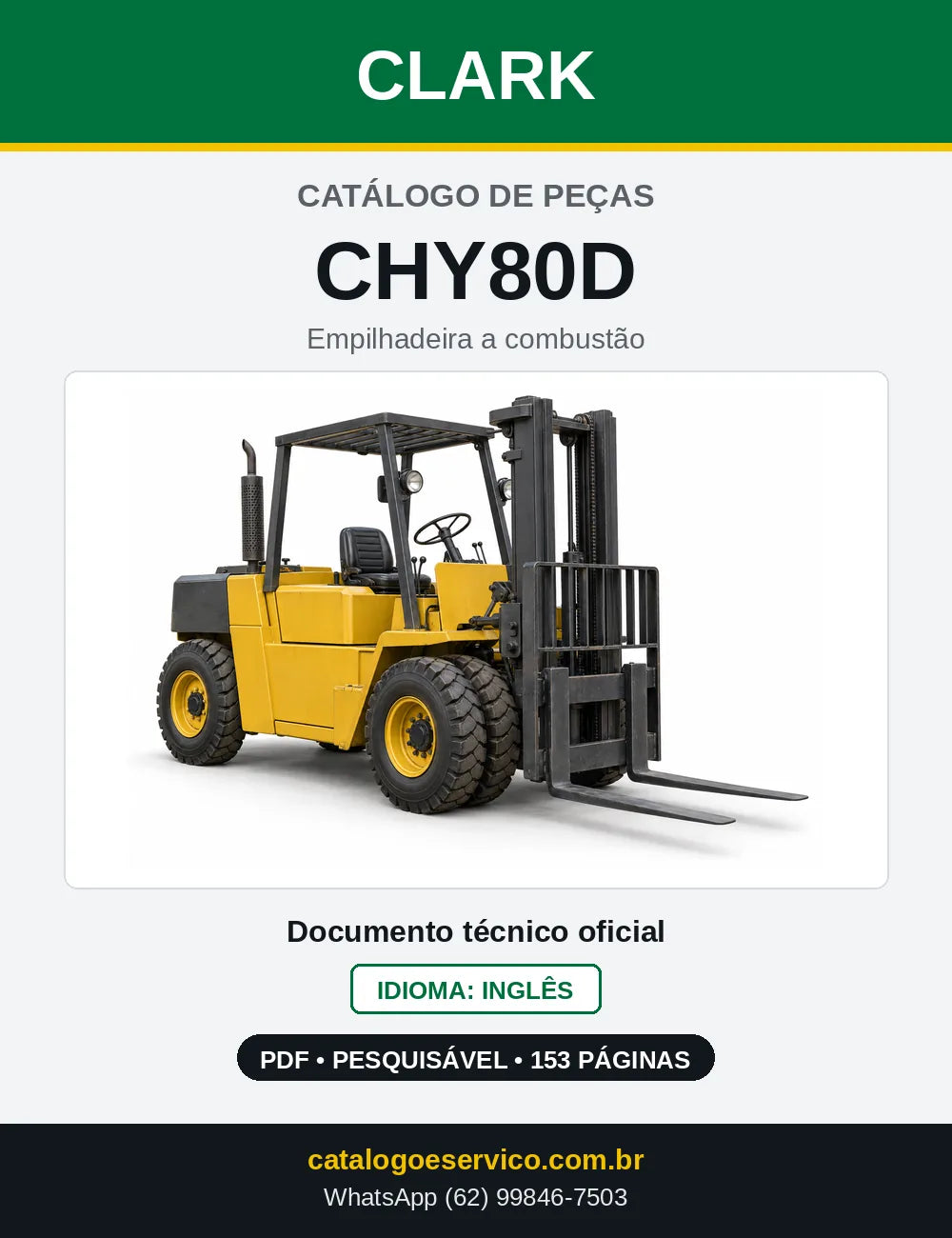 Catálogo de Peças Empilhadeira Diesel Clark CHY80D (CHY0080D) — capa