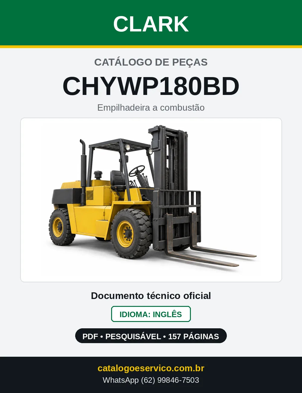 Catálogo de Peças Empilhadeira Diesel Clark CHYWP180BD (CHYWP0180BD) — capa