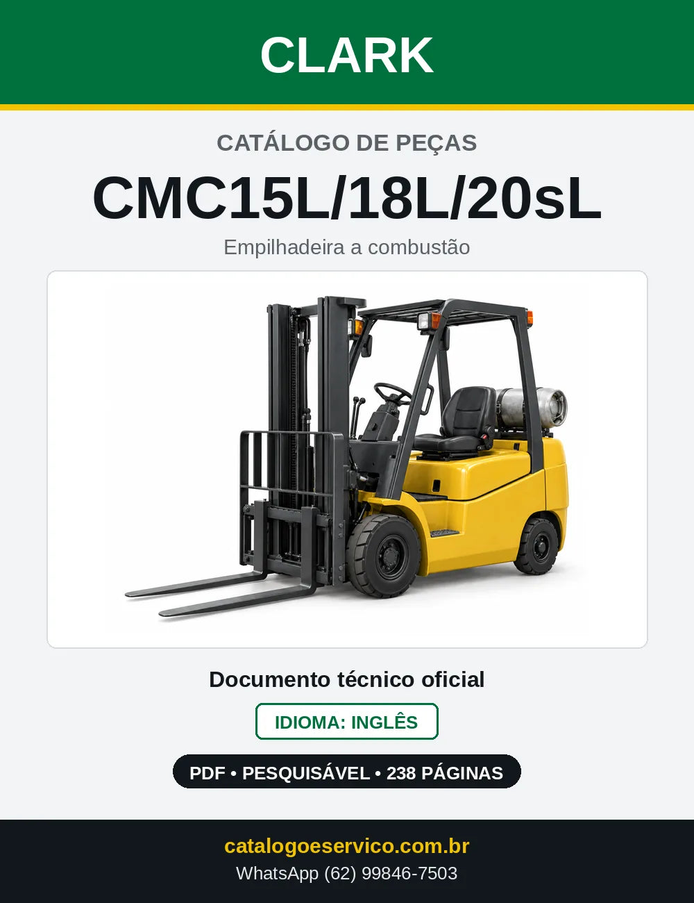 Catálogo de Peças Empilhadeira Clark CMC15L/18L/20sL (CMC0158L) — capa