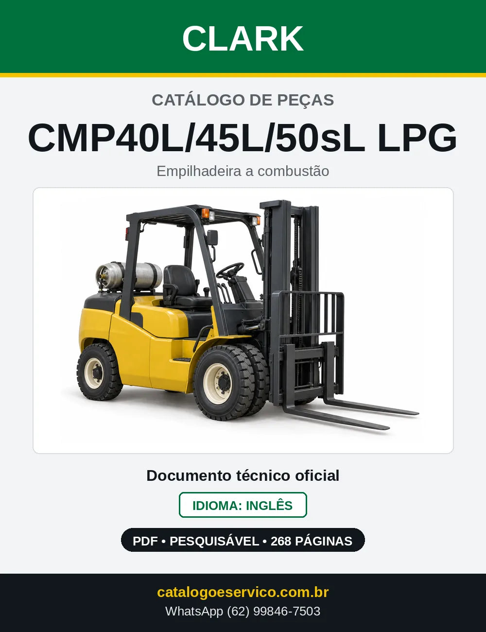 Catálogo de Peças Empilhadeira a GLP Clark CMP40L/45L/50sL LPG (CMP0450L) — capa
