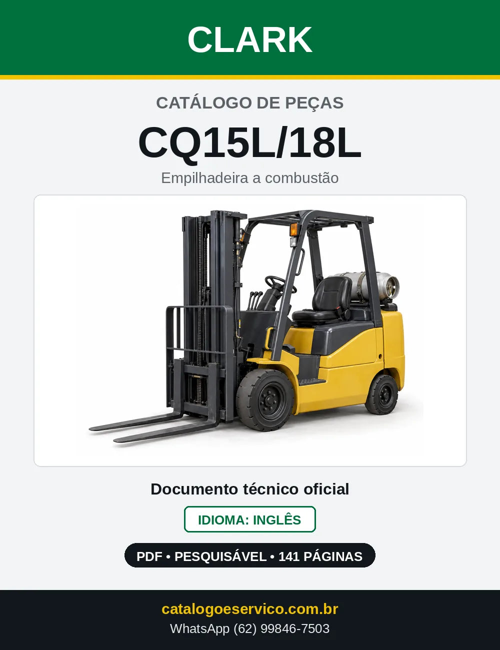 Catálogo de Peças Empilhadeira Clark CQ15L/18L (CQ0158L) — capa