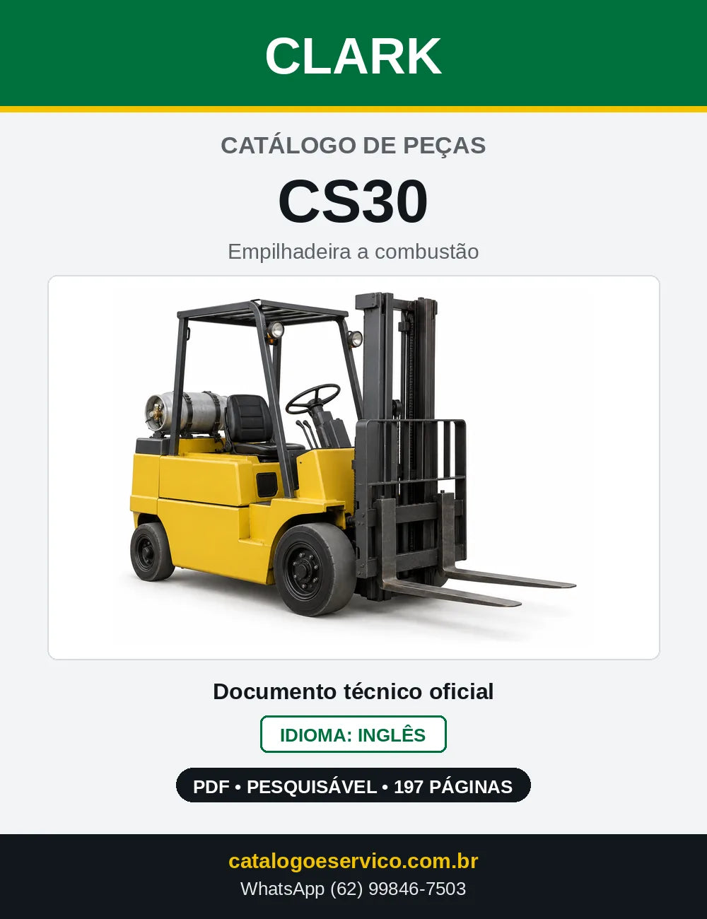 Catálogo de Peças Empilhadeira Clark CS30 (CS0030) — capa