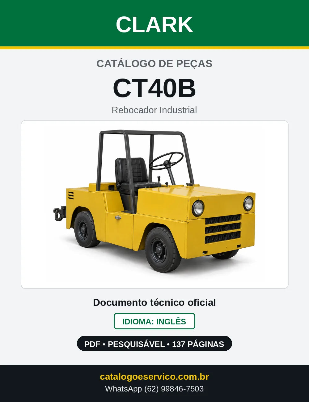 Catálogo de Peças Rebocador Industrial Clark CT40B (CT0040B) — capa
