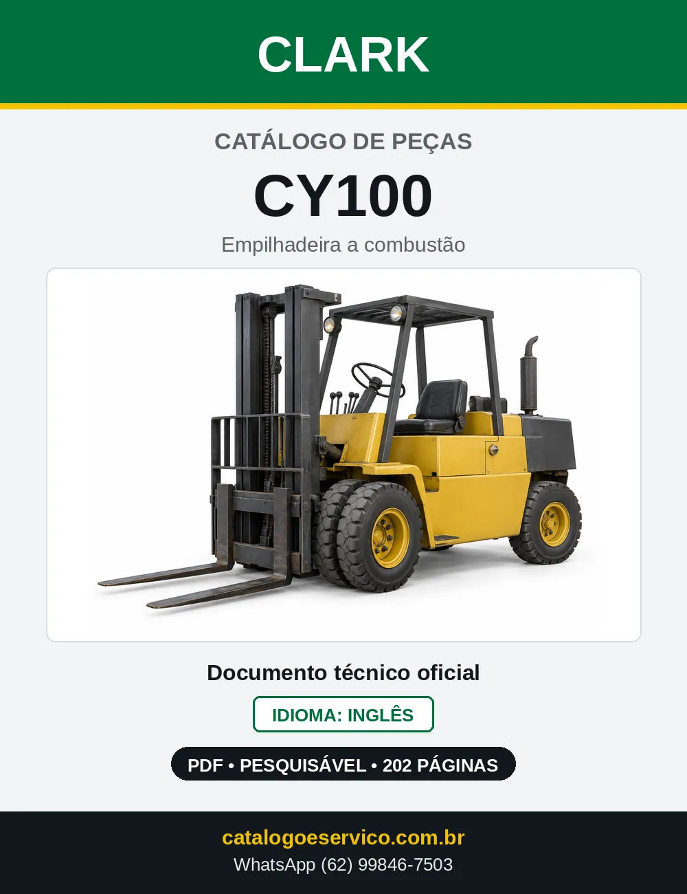 Catálogo de Peças Empilhadeira a Gasolina Clark CY100 (CY0100) — capa